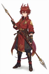 赤髪　ドラゴン　槍